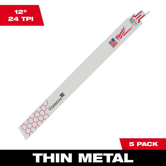 12" 24 TPI THE TORCH&trade; SAWZALL&reg; Blades, 5 Pack image number 0