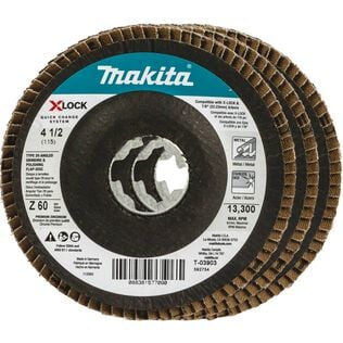 X-LOCK 4‑1/2" 60 Grit Type 29 Angled Grinding and Polishing Flap Disc X-LOCK and All 7/8" Arbor Grinders, 3-Pack
