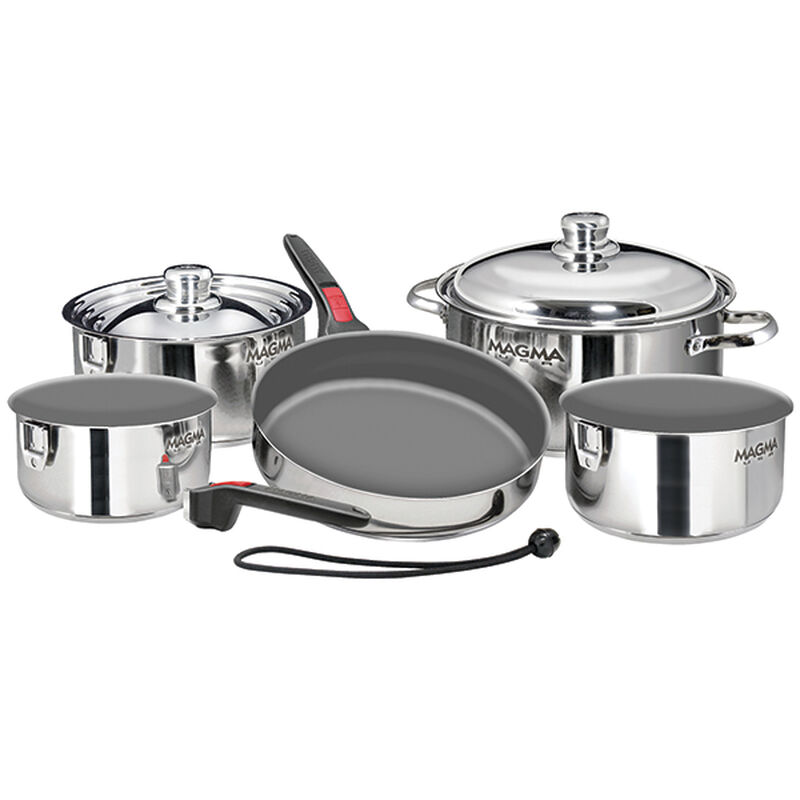 10-Piece Nesting Stainless Steel Ceramic Non-Stick Induction Cookware Set image number 0