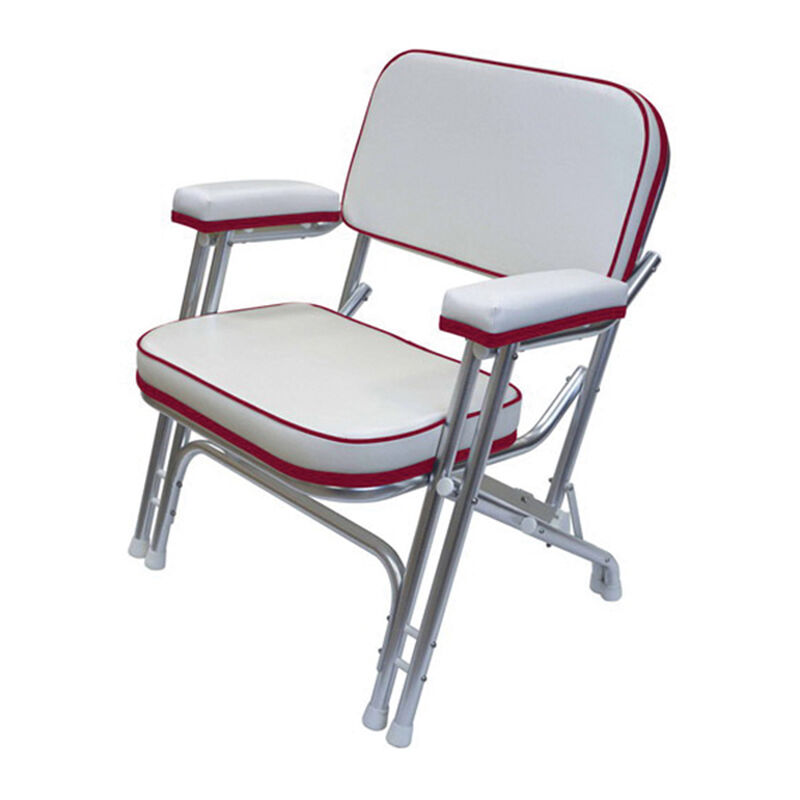 Folding Deck Chair with Aluminum Frame, White/Dark Red image number 0