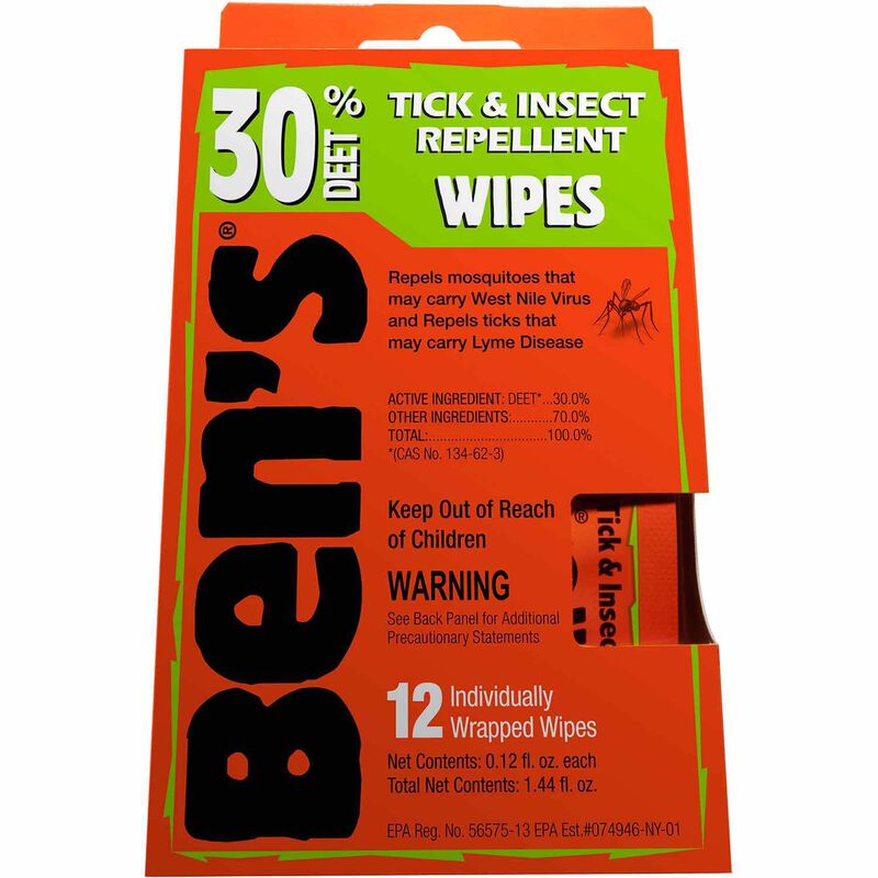 BENS Ben's 30 Tick & Insect Repellent Wipes, 12Pack West Marine