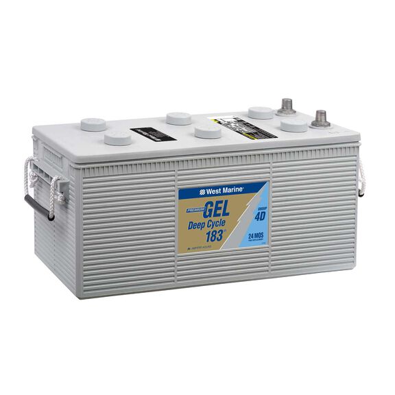 Group 4D Deep Cycle Marine Gel Battery, 183 Amp Hours, 970 Cold Cranking Amps, 1245 Marine Cranking Amps, 375 Reserve Minutes image number 1