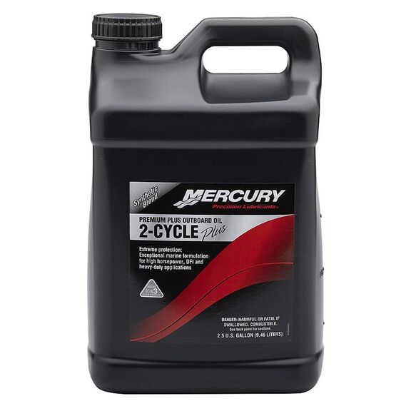 Mercury 858028K01 Premium Plus TC-W3 2-Stroke Marine Engine Oil Synthetic Blend for Outboards, 2.5 Gallons image number 0