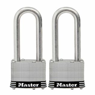 2" (51 mm) Wide Laminated Stainless Steel Pin Tumbler Padlock with 2-1/2" (64 mm) Shackle, 2-Pack