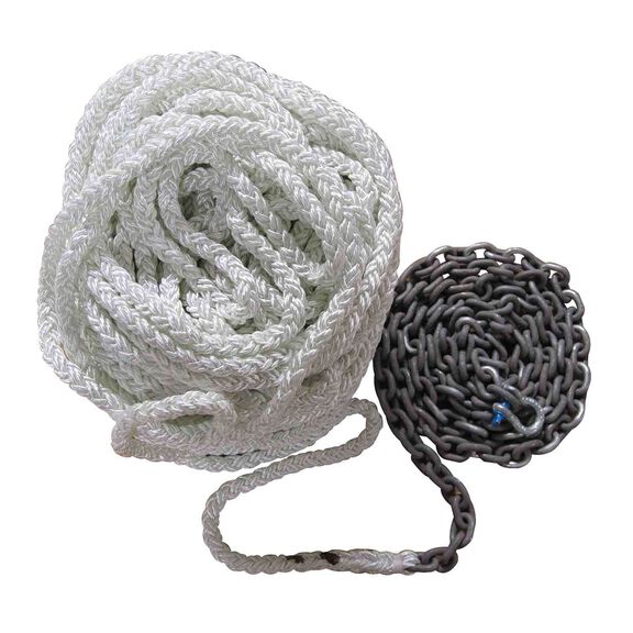 1/2" x 100' 8-Plait Nylon Rope/G4 High Test Chain Anchor Rode image number 0