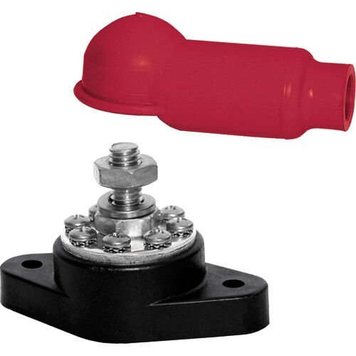 8 Point Power Distribution terminal Post 3/8" RED Positive DC Terminal w/Boot SS 