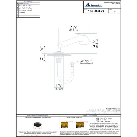 Deck-Mount Sprayer Large Black Sprayer w/Elbow, 6' Black Rubber Hose, Ultra-Low Profile Holder image number 3