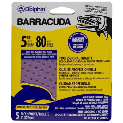 Barracuda 5" Pro Quality Sanding Discs, 80 Grit, 5-Pack