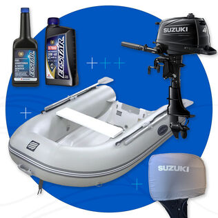 West Marine RIB 260 PVC Inflatable Boat & Suzuki Black 4 HP Outboard Bundle