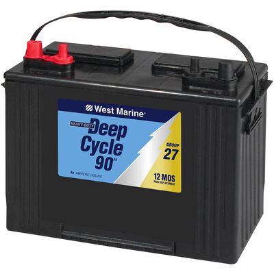 Deep Cycle Flooded Marine Battery, 90 Amp Hours, Group 27