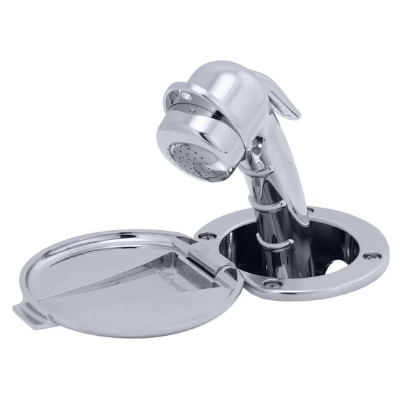 Recessed Shower Chrome Cup & Lid, Small Chrome Sprayer, 6' White Rubber Hose image number 2