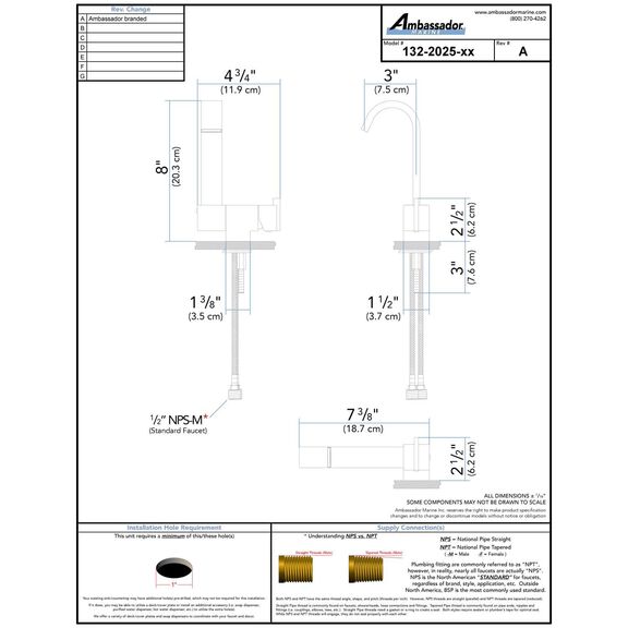 Artaine Folding Faucet, Hot/Cold Mixer, J-Spout, Brushed Nickel image number 2