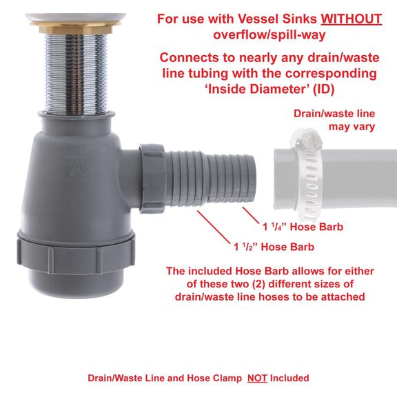 1-3/4" Drain, Touch Trap Sink Drain with Cover no Overflow, 1-1/4" & 1-1/2" Hose Barb Brushed Nickel image number 5