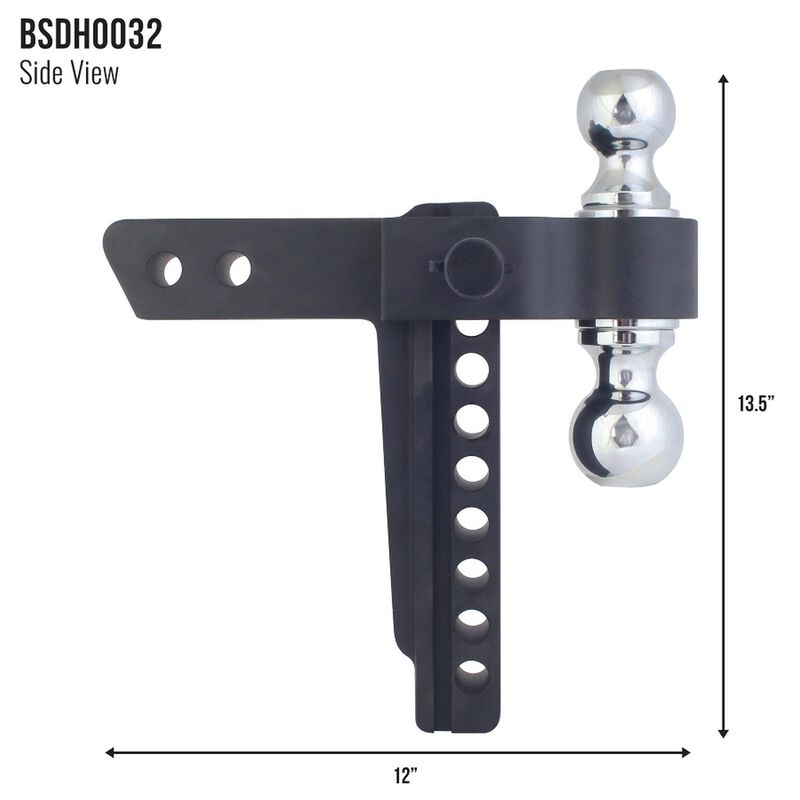Blackout Series 8,000 lbs/10,000 lbs Adjustable Drop Hitch, 2" & 2-5/16" Ball, 0-8" Drop image number 5