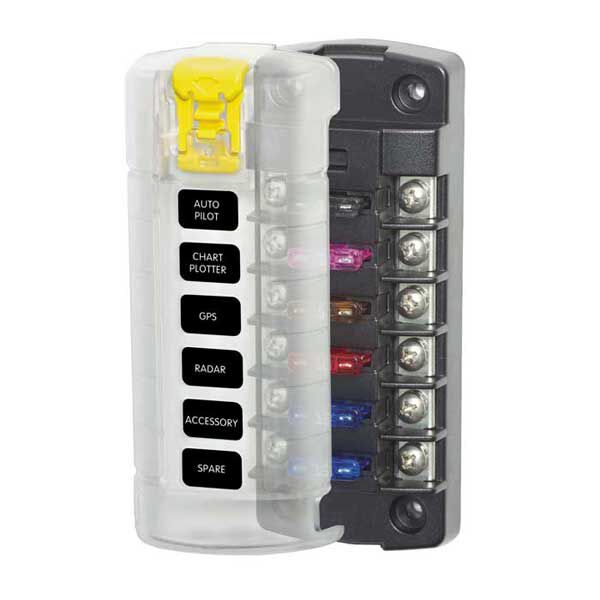 TURN RAISE 6 Way Blade Fuse Block,DC 32V 100 Amp Standard Fuse Holder Box With LED Indicatorfor/Dual Independent Positive Connections 