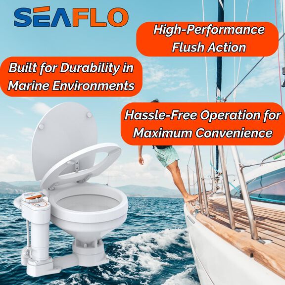 SEAFLO 12V Electric Twist Flush Marine Toilet image number 4