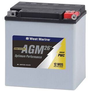 Personal Watercraft AGM Battery for Jet Skis, 26 Amp Hours, 400 Cold Cranking Amps, 500 Marine Cranking Amps, 47 Reserve Minutes