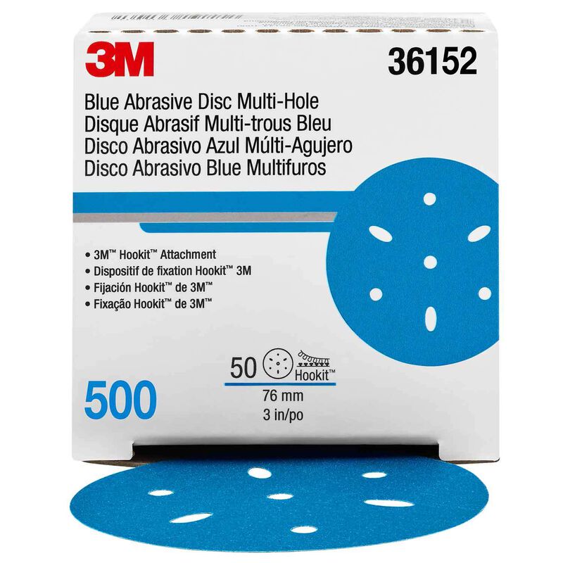 3M Hookit Blue Abrasive Discs, Multi-hole, 500 Grit | For Boats | by West Marine