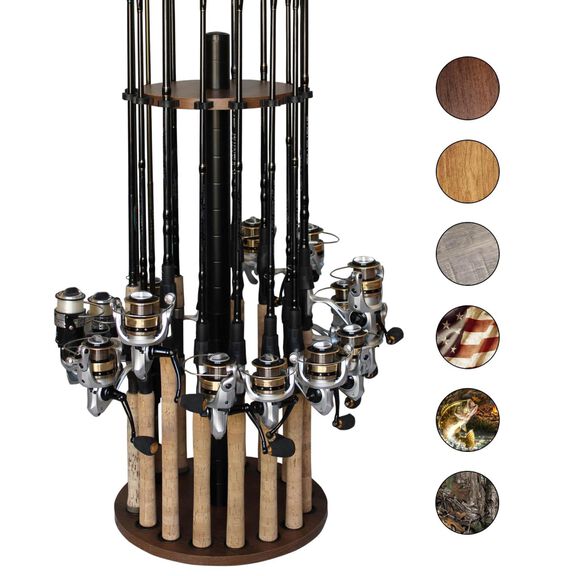 Walnut 16 Round Rod Rack - Steel Post image number 0