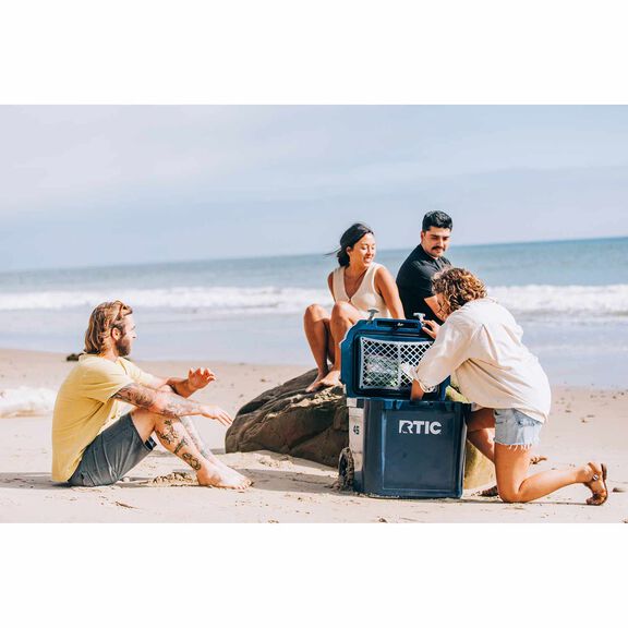 45 Quart Ultra-Tough Wheeled Hard-Sided Ice Chest Cooler, Fits 60 Cans, Navy image number 4