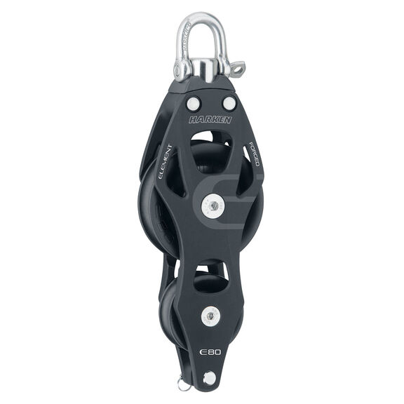 80 mm Aluminum Element Fiddle Block with Becket and Swivel Shackle image number 0