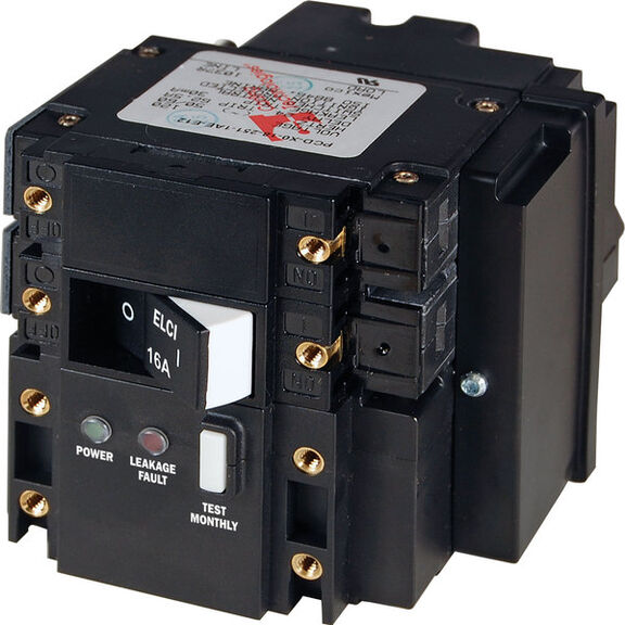 C-Series ELCI Main Circuit Breaker, Double Pole, 230V AC, 16A image number 0