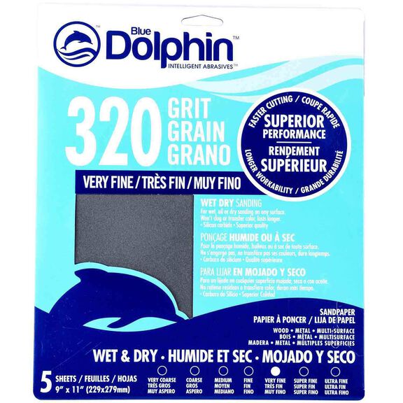 Wet/Dry Sandpaper Sheets, 320 Grit, 5-Pack image number 0