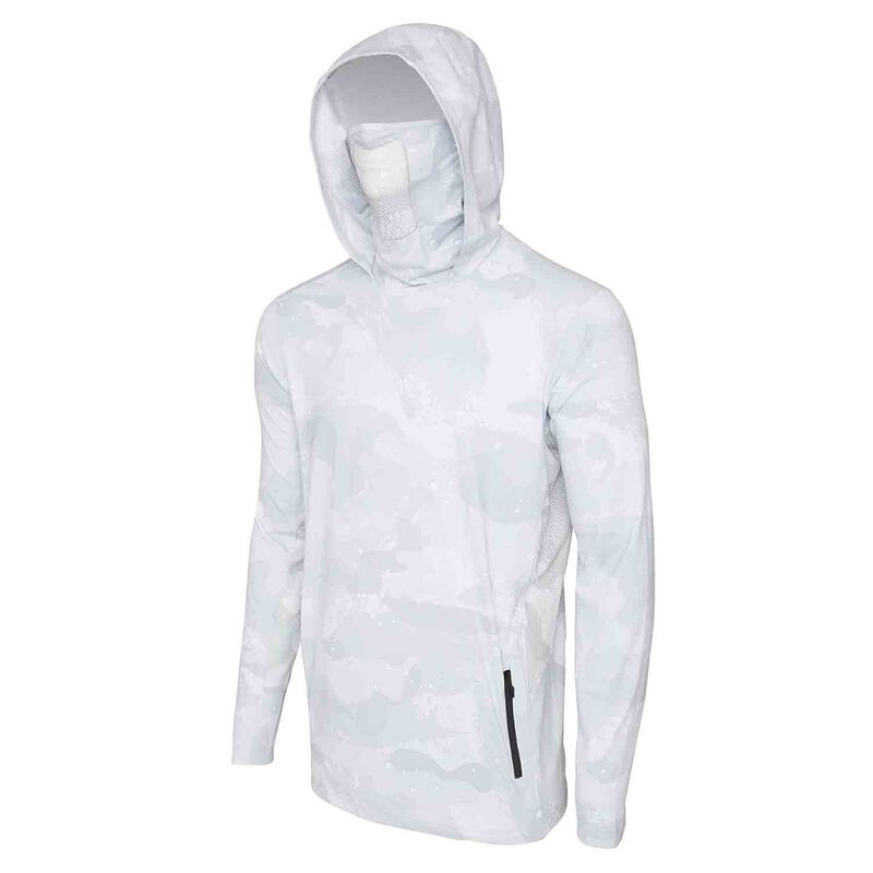 Pelagic Men's Brush Camo Exo-Tech Hooded Shirt, in Light Gray, Size 2XL | by West Marine