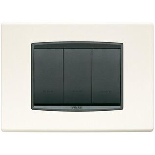 Vimar Eikon 3-Module Classic Cover Plate, Bright Varnished Metal, Chrome Frame, Antique White