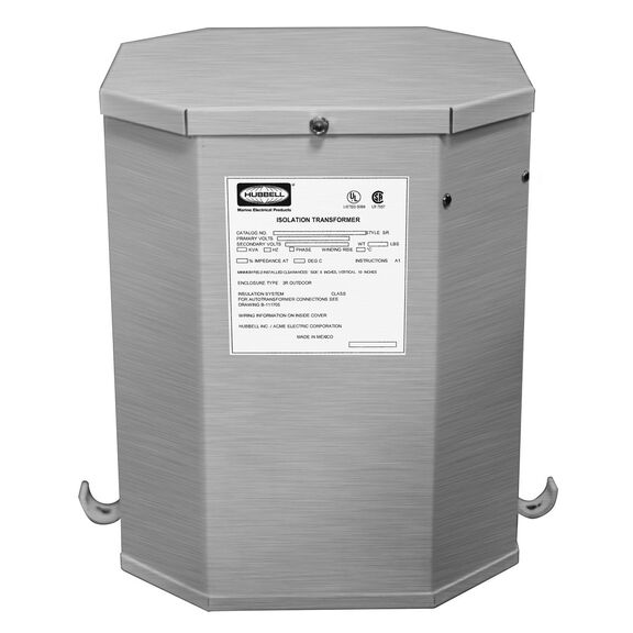 Hubbell Isolation Transformer, 50A, 15KVA, 60 HZ, Stainless Steel image number 0
