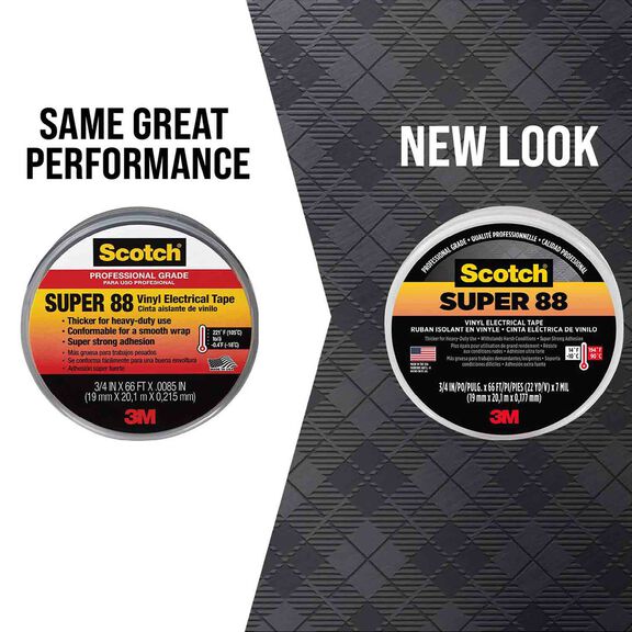 Scotch&reg; Super 88 Vinyl Electrical Tape, 3/4" x 66', Black image number 2