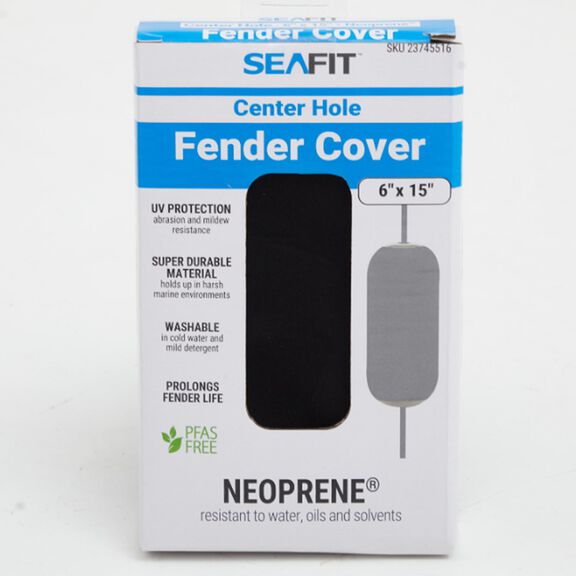 6" x 15" Center Hole Neoprene Fender Cover, Black image number 1