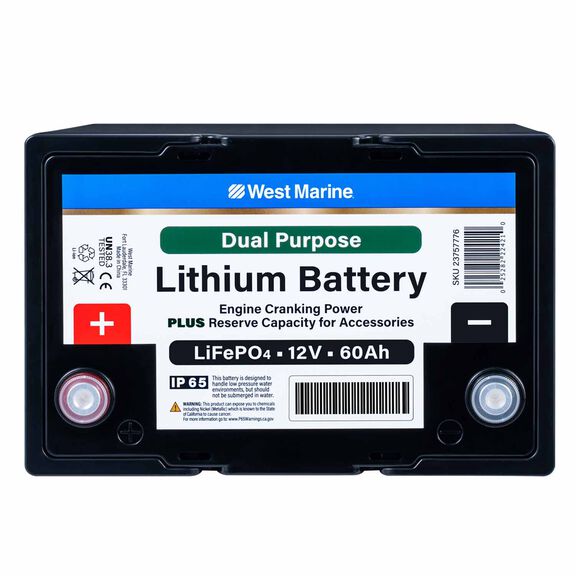 Group 24 Lithium Iron Phosphate Dual Purpose Battery, 12V 60Ah, Certified to ABYC Standards image number 2