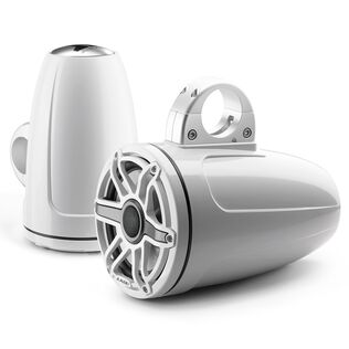 M6-770ETXv3-Gw-S-GwGw 7.7" Enclosed Marine Coaxial Speaker System, Gloss White, White Sport Grille