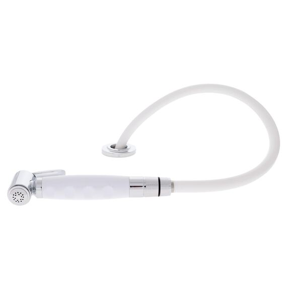 Deck-Mount Sprayer Hammer-Head Arctic White Sprayer, 6' White Rubber Hose, Ultra-Low Profile Holder image number 1