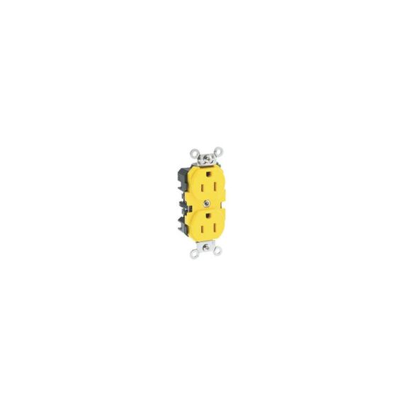 15 Amp 125 Volt Wide Body Duplex Receptacle, Straight Blade, Industrial Grade, Self-Grounding, Corrosion-Resistant image number 0