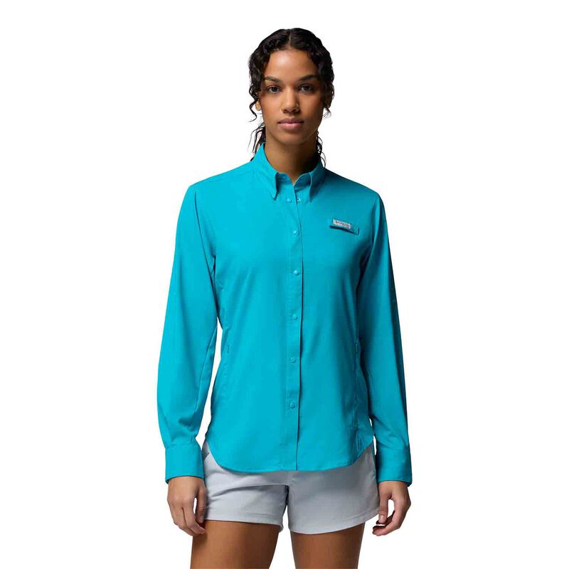 Columbia Women's PFG Tamiami II Shirt, in New Ocean Teal, Size Large | by West Marine