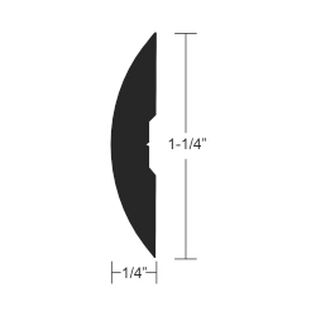 Aluminum Rub Rail, 12'L, 1 1/4"H, 1/4"W
