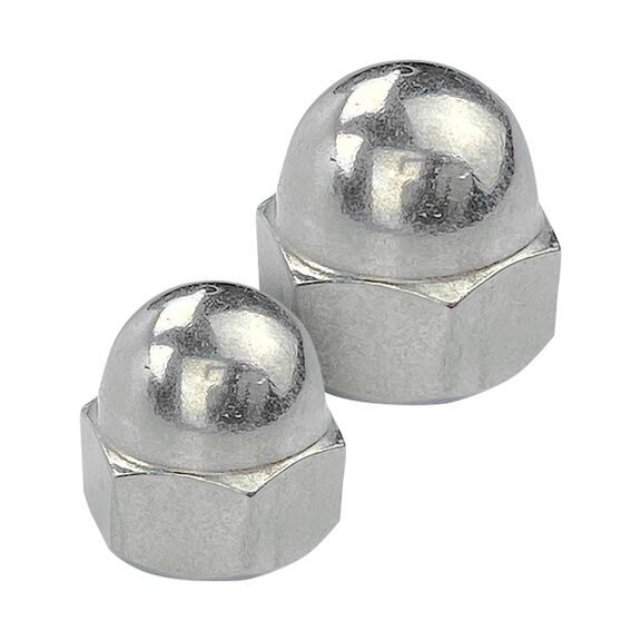 Acorn Cap Nuts, 12 Piece, Stainless Steel image number 0