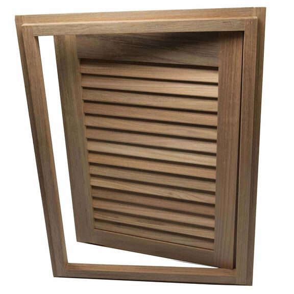 Right Hand Teak Louvered Door & Frame, 15" x 20" image number 3