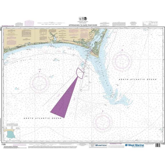 Maptech&reg; NOAA Recreational Waterproof Chart-Approaches to Cape Fear River, 11536 image number 0