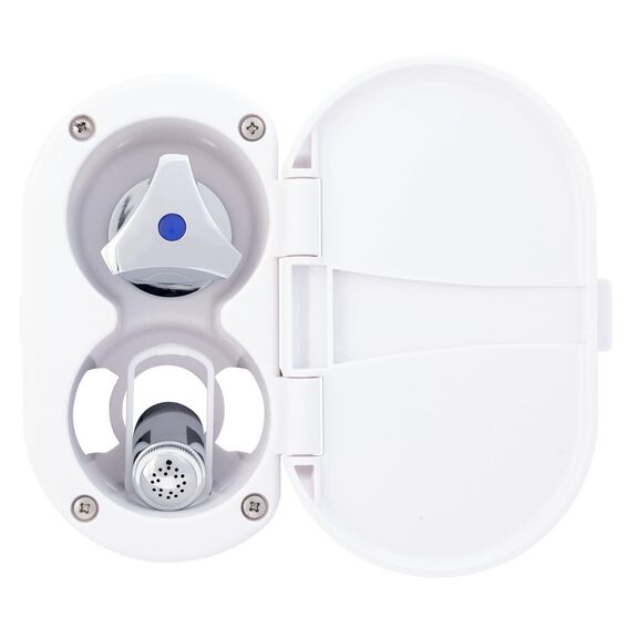 Trinidad Transom Shower Cold Only, Arctic White Cup & Lid, Hammer-Head Arctic White Sprayer, 10' White Rubber Hose, Chrome Trinidad Handle image number 6