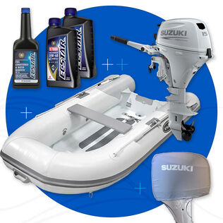 West Marine RIB 310 Aluminum Hull Hypalon Inflatable Boat & Suzuki White 15 HP Outboard Bundle