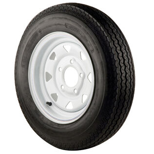 480 X 12B Bias Trailer Tire and 12 X 4 White Spoke Rim 5 X 4 1/2 Bolt Pattern