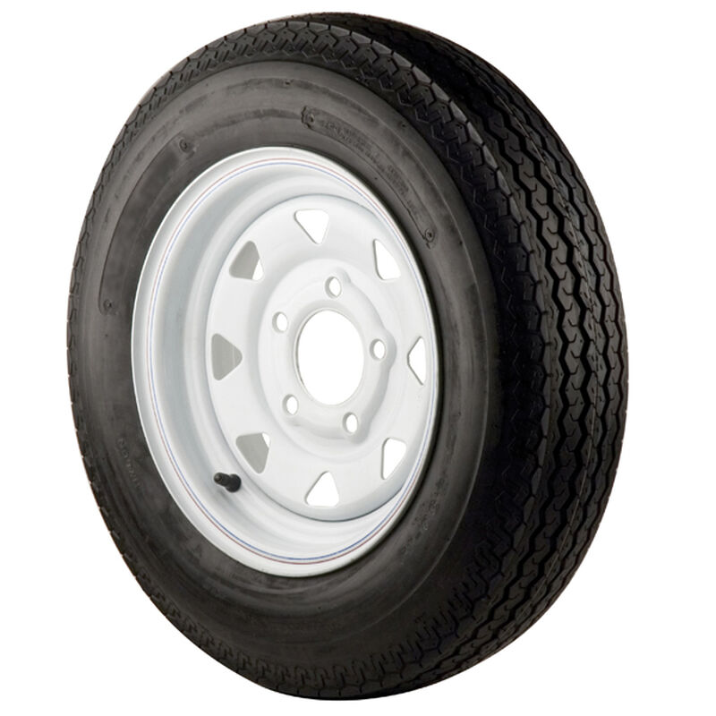 ST175/80R X 13C Radial Trailer Tire and 13 X 4 1/2 White Spoke Rim 5 X 4 1/2 Bolt Pattern image number null