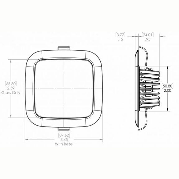 Square Mirage Down Light, 380 Lumen, Warm White, Polished Finish image number 3