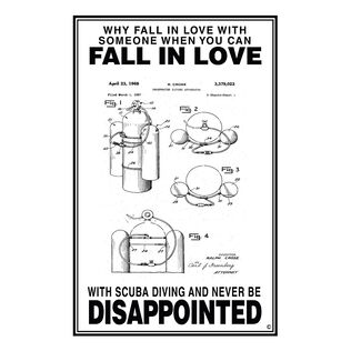 Fall in Love with Scuba Poster, White