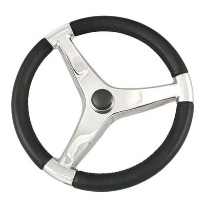 Steering Wheel, Black w/ Stainless Steel Spoke