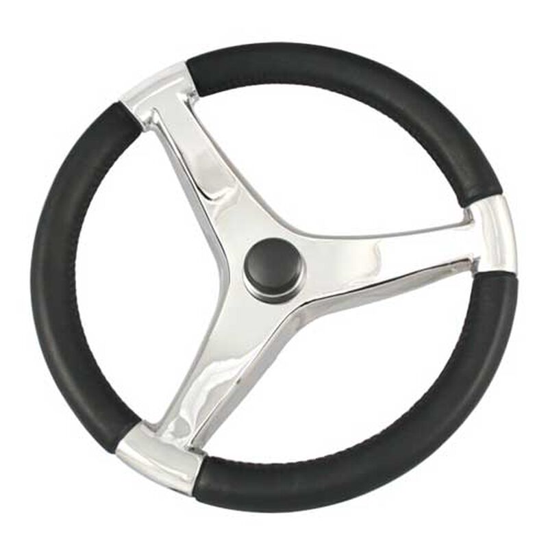 Steering Wheel, Black w/ Stainless Steel Spoke image number null