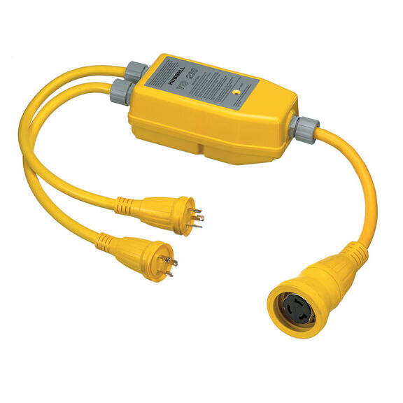 Hubbell Marine y Adapter, 2-30A 125V to 1-50A 125/250V, Yellow image number 0